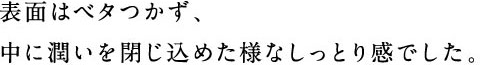 潤いを閉じ込めた様なしっとり感でした。