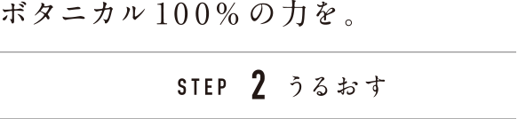ボタニカル100%の力を。STEP2うるおす